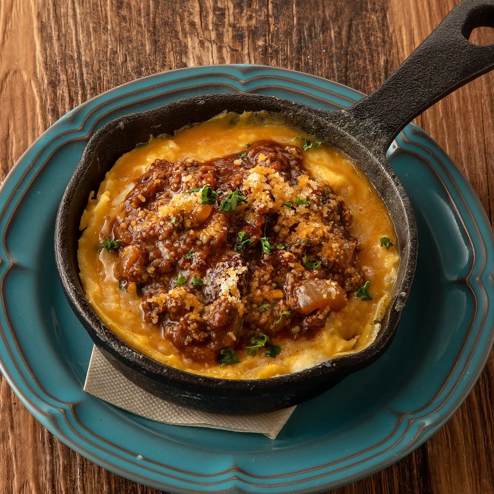 Open-Faced Cheese Omelet with Chili Con Carne